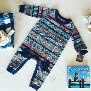 NWT Tea Collection Gryffe Knee Patch Romper 6-9m
